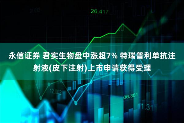 永信证券 君实生物盘中涨超7% 特瑞普利单抗注射液(皮下注射)上市申请获得受理